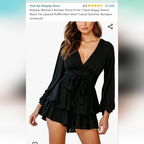 Relipop Black Long Sleeve Romper - Picture 3 of 6